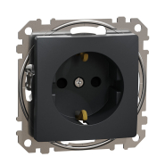 Розетка с заземлением  + шторки Schneider Electric Sedna Design, черный, SDD114022