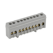 Шина нульова на DIN-рейку Takel 502787сер, у корпусі 10 отворів, сірий