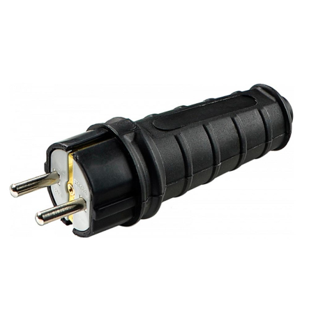 Вилка каучуковая удлиненная 2Р + PE 16А IP44