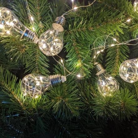 Гирлянда штора LED Лампочка с наполнением, 10 шт, 4 м, белая, с переходником, ZB-004 W - 1