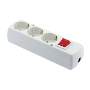 Колодка під подовжувач з вимикачем JONEX GN-370 S WS, на 3 розетки із заземленням, біла