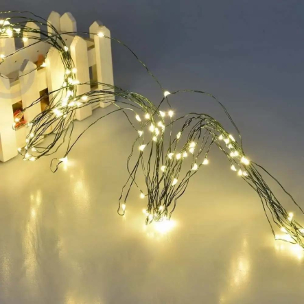 Гирлянда LED Конский хвост от USB (3м, 20 ниток) 600LED + пульт, Теплый белый