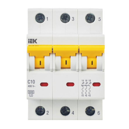 Автоматический выключатель IEK ВА47-60М, 3P, 10A, С, 6,0kА, MVA31-3-010-C