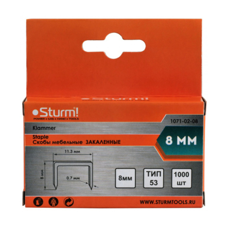 Скоби для степлера STURM, 8 мм, тип 53, 1071-02-08 - 1