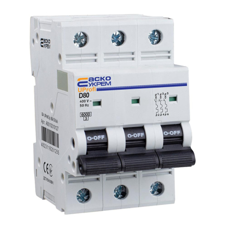 Автоматический выключатель АСКО-УКРЕМ ВА UProfi 3P, 80А D, 6кА, A0010210127