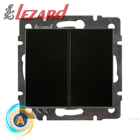Выключатель Lezard RAIN двухклавишный, Антрацит, 703-4288-101 - 1