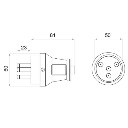 Вилка каучуковая АСКО, 3Р+РЕ, 400 В, 25 А, IP44, A0250010003
