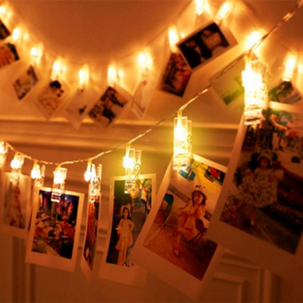 Гирлянда LED нитка з прищепками для фото, 20 шт, золото, с USB, 3 м, ZB-011 G - 1