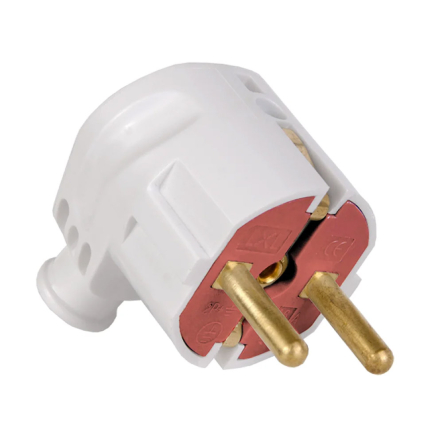 Вилка штепсельная LXL 2230WHP, із заземленням, кутова, біла - 1