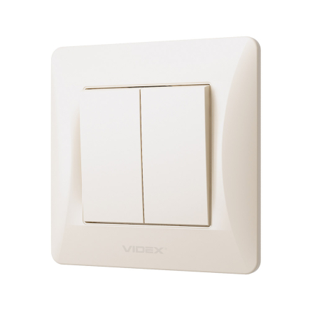 Выключатель VIDEX BINERA двухклавишный, кремовый, VF-BNSW2-CR - 4