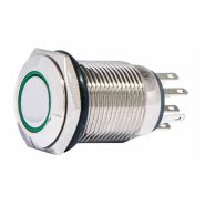 Кнопка металлическая с подсветкой АСКО-УКРЕМ TYJ 16-262 220V 2NO+2NC зелёная, A0140010096