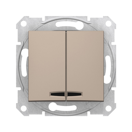 Выключатель двухклавишный, c подсветкой, Schneider Electric Sedna, титан, SDN0300368 - 1