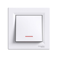 Выключатель одноклавишный, с подсветкой, самозажимной, Schneider Electric ASFORA, белый, ЕРН1400121