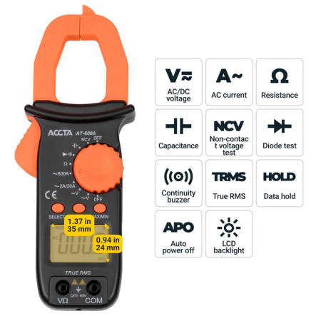 Клещи токоизмерительные ACCTA AT-600A