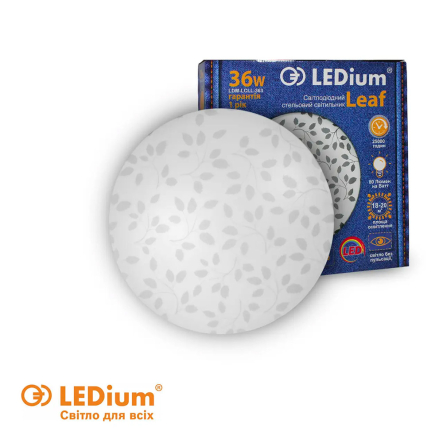 Светильник светодиодный LEDium, LEAF, 36W, 2880Lm, 5000K, 380 мм, С15528
