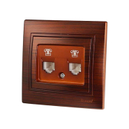 Розетка телефонная евро Lezard MIRA, двойная, Античный махагон, 701-0505-138