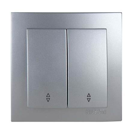 Вимикач двоклавішний прохідний срібло NILSON Touran, 24131009 - 1