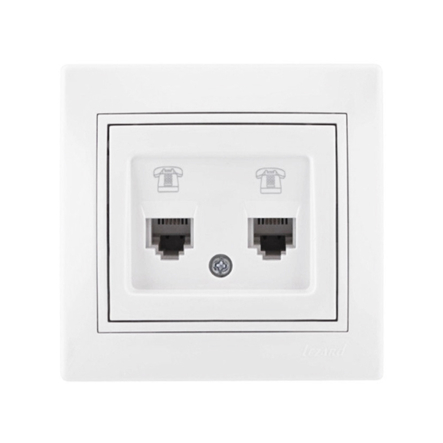 Розетка телефонная евро Lezard MIRA, двойная, белая, 701-0202-138 - 1