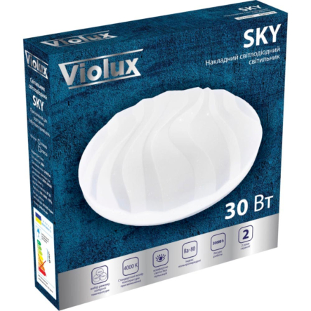 Светильник VIOLUX Smart SKY, 30W, 3000-4500-6000 К, 2400Lm, 340 мм, круг, белый, 210103
