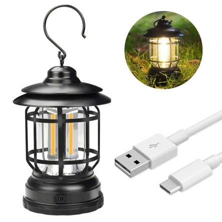 Кемпинговый аккумуляторный фонарик с USB, 1200mAh, K-20, чёрный