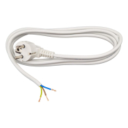 Шнур с вилкой VIOLUX 1,5м с заземлением, 2х1, белый, 920640