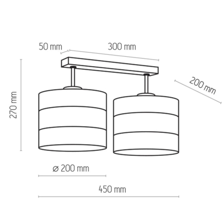 Люстра TK-lighting TAGO WHITE 3223, 2хЕ27х60 Вт, 27х45 см