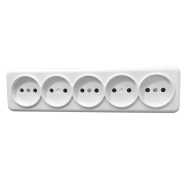 Розетка зовнішня установка 5-я б/з, біла, IP20, TNSy Lemur, TNSy5000988