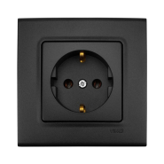 Розетка одинарная с заземлением, VIKO LINNERA Life, 90404008, черная ночь