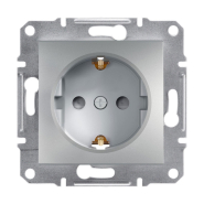 Розетка с заземлением, с защитными шторками, Schneider Electric ASFORA, алюминий, EPH2900261