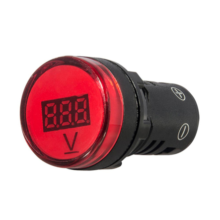 Вольтметр цифровой АСКО-УКРЕМ AD22-22DVM красный, ⌀22мм, DC 5-30B, A0190010015