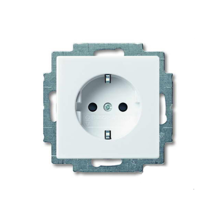 Розетка с заземлением и шторки ABB Basic 55, 20 EUCKS-94-507, белый - 1