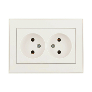 Розетка Lezard RAIN двойная без заземления, жемчужно-белый перламутр, 703-3030-128В
