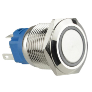 TYJ 19-271 Кнопка металлическая, АСКО-УКРЕМ, A0140010138, плоская с подсветкой 1NO+1NC, зелёная, 24V