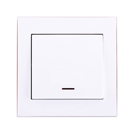 Вимикач Lezard RAIN одноклавішний, з підсвічуванням, білий, 703-0288-111 - 1