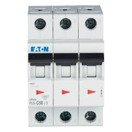 Автоматический выключатель EATON PL6-C50/3, 3P, C 50 A, 6kA, 286602