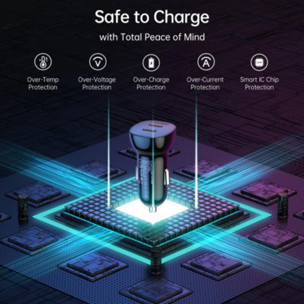 Зарядное устройство автомобильное Choetech TC0008-BK, 2 порта, 40Вт, QC3.0+PD, черный