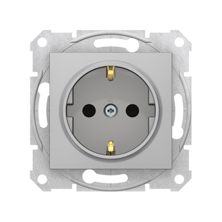 Розетка із заземленням, та шторками, Schneider Electric Sedna, алюміній, SDN3000160 - 1