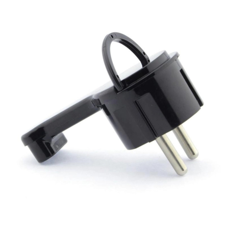 Вилка Timex угловая плоская 16А черная, WT-16UP CZ