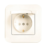 Розетка с заземлением со шторками с крышкой VIKO Rollina, 90421012, крем