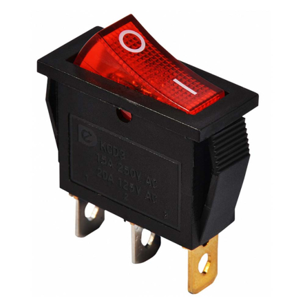 Переключатель АСКО-УКРЕМ KCD3-101N R/B, 0-I, 1-кл,. красный, с подсветкой, A0140040027 - 1