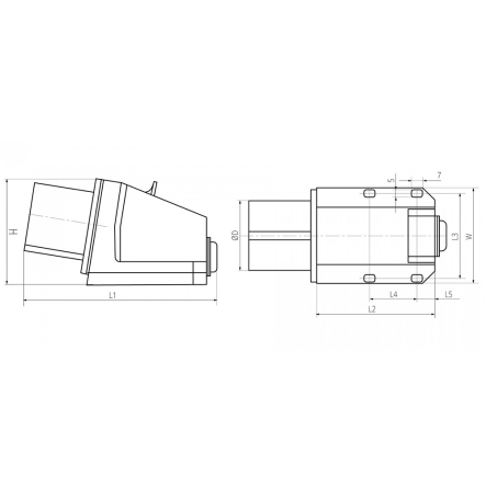 Розетка стационарная TAKEL 523, 32А, 220В, 2P+E, IP44, наружная, 503223