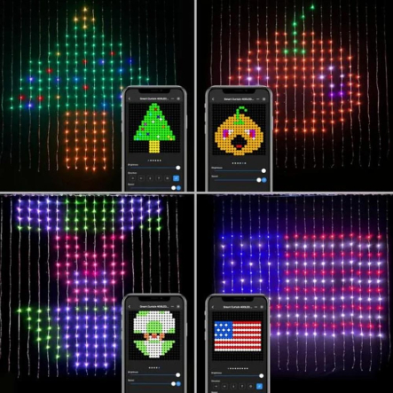 Гирлянда LED Штора от USB (2x2м) 400LED + пульт, RGB (СМАРТ ГИРЛЯНДА)