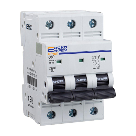 Автоматический выключатель АСКО-УКРЕМ ВА UProfi 3P, 80А С, 6кА, A0010210121