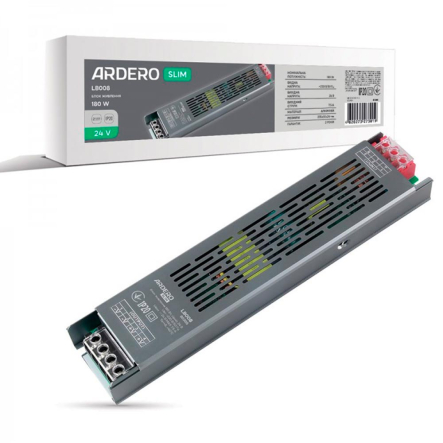 Блок живлення Ardero "SLIM" LB008, 180Вт, 24В, IP20 (драйвер), 8180 - 1