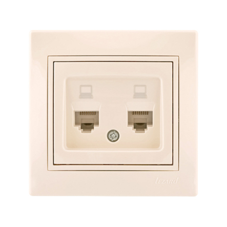 Розетка комп'ютерна Lezard MIRA подвійна, крем, 701-0303-141 - 1