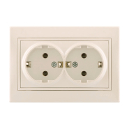 Розетка Lezard MIRA двойная, с заземлением, жемчужно-белый перламутр, 701-3030-127В