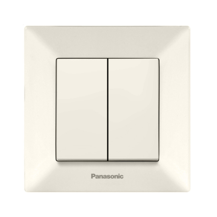 Выключатель одноклавишный сдвоенный Panasonic Arkedia Slim, крем, 00122BG - 1