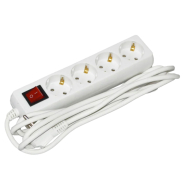 Подовжувач з вимикачем UEC 4 гнізда 3м 2P+PE 3*1мм 16A П04В, WYP10-16-04-03-GS-N-U