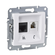 Розетка TF+компьютерная RJ11+RJ45, категория 5е, неэкранированная Schneider Electric Sedna, белая, SDN5100121