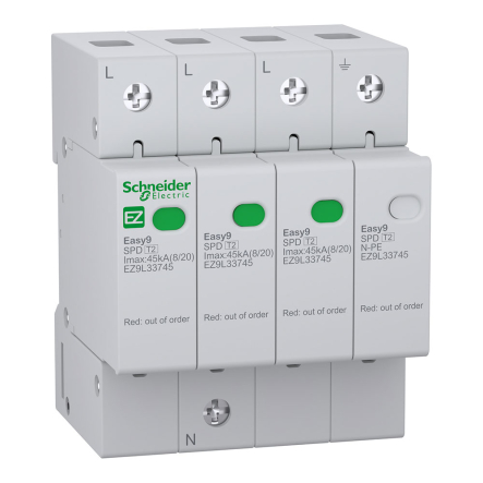 Устройства защиты от импульсных перенапряжений Schneider Electric EZ9 3Р+N/45кА/20кА/1,5кВ, EZ9L33745 - 1